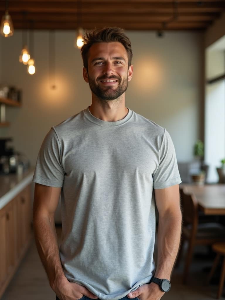 Hospitality uniform in a cafe